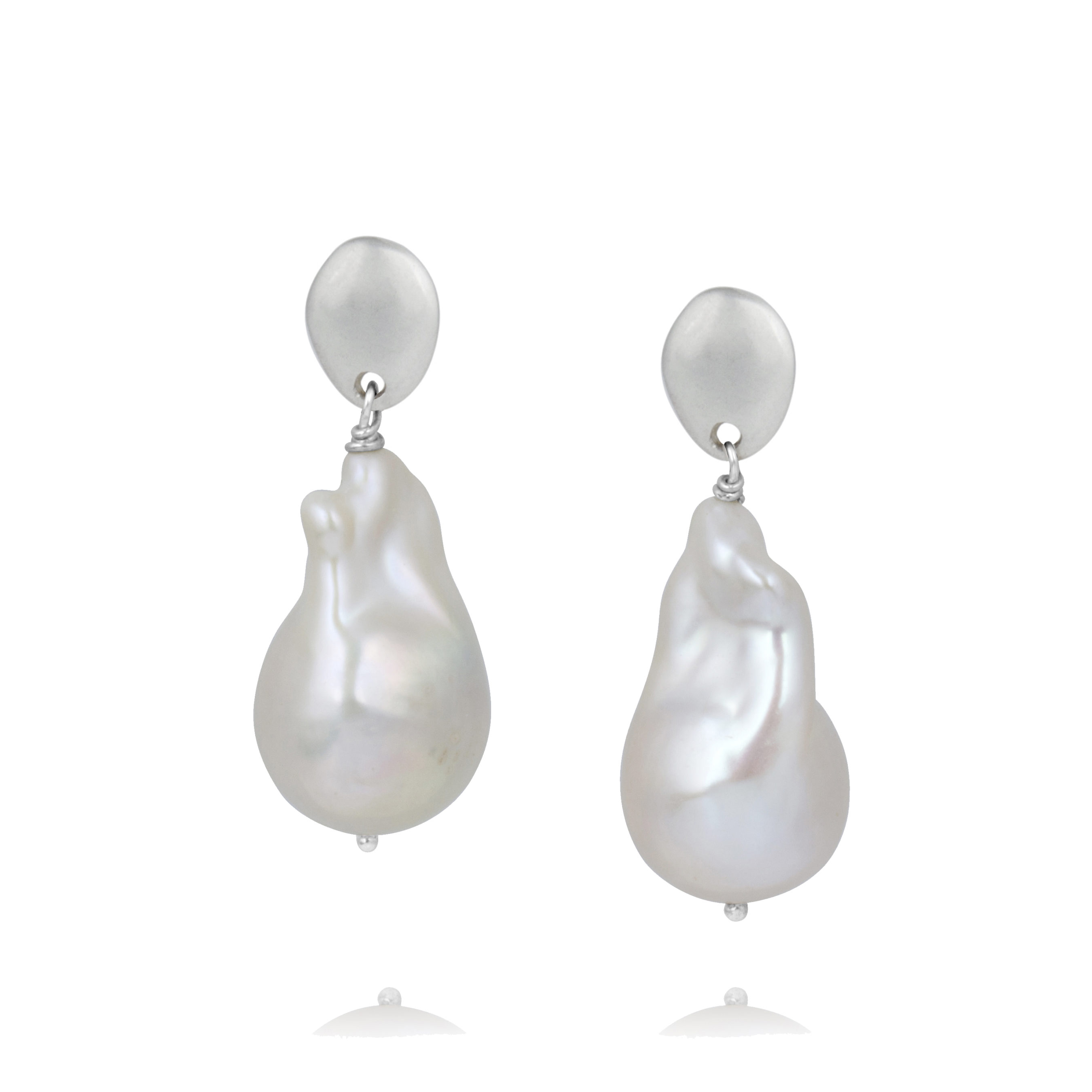 Large Silver Pearl Drop Earrings Van Peterson London