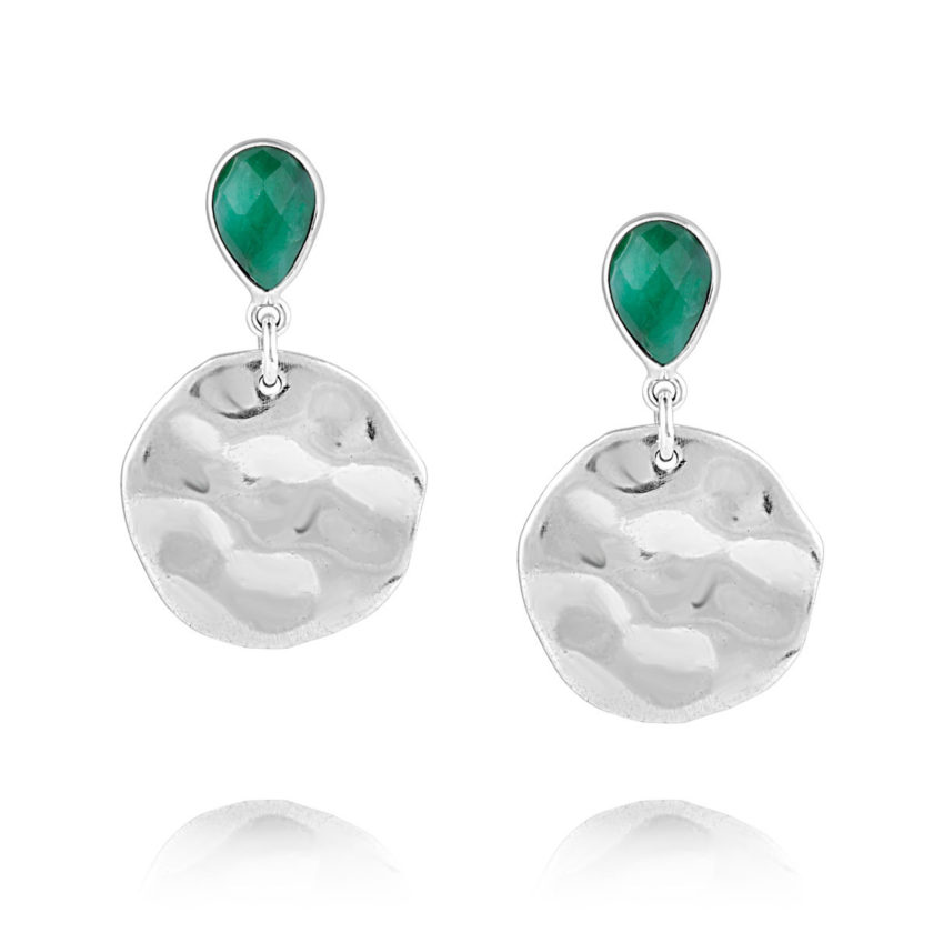 emerald disc earrings