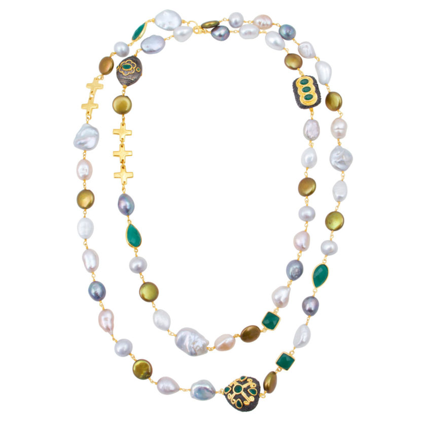 gold coin pearl necklace