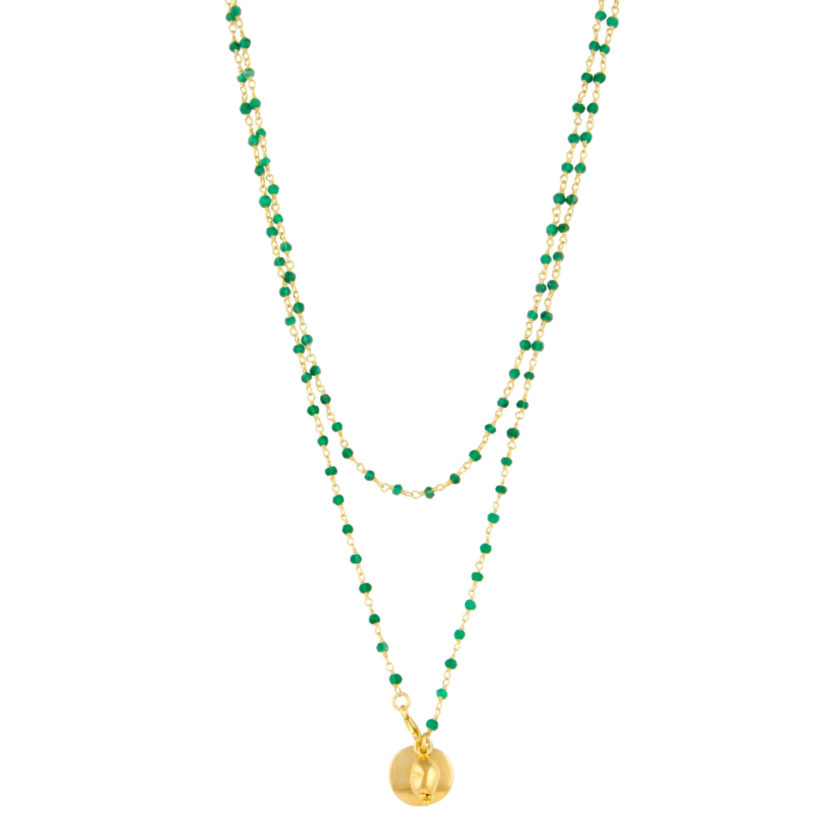 Green Onyx disc charm necklace
