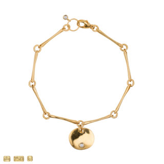 18ct Gold Diamond Disc & Bone Bracelet
