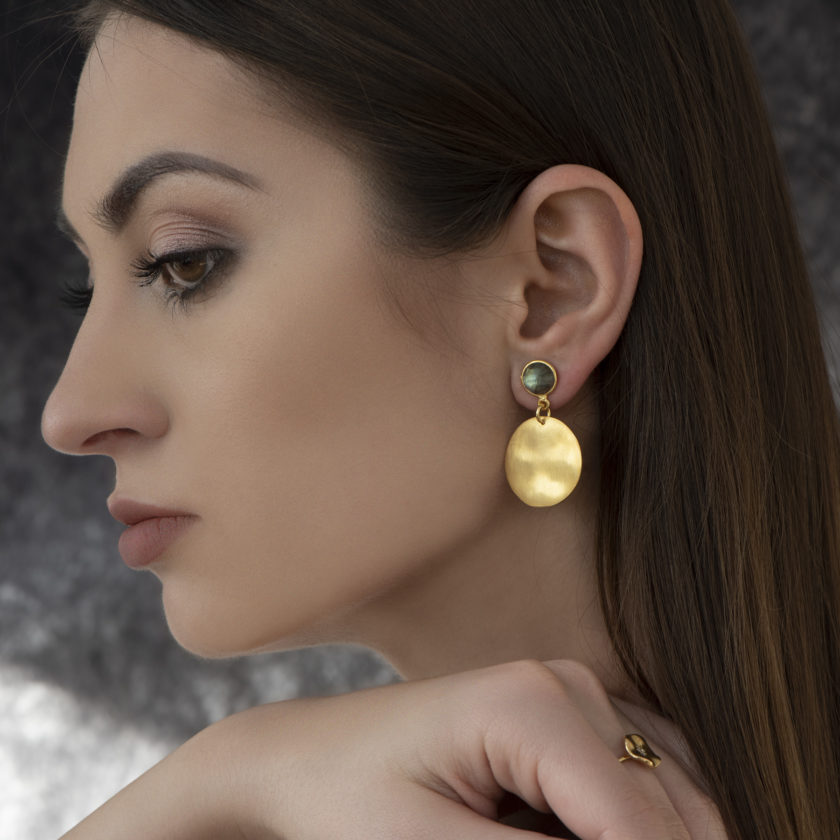 labradorite gold earrings