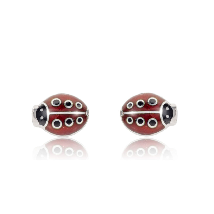 Silver Enamel Ladybird Cufflinks