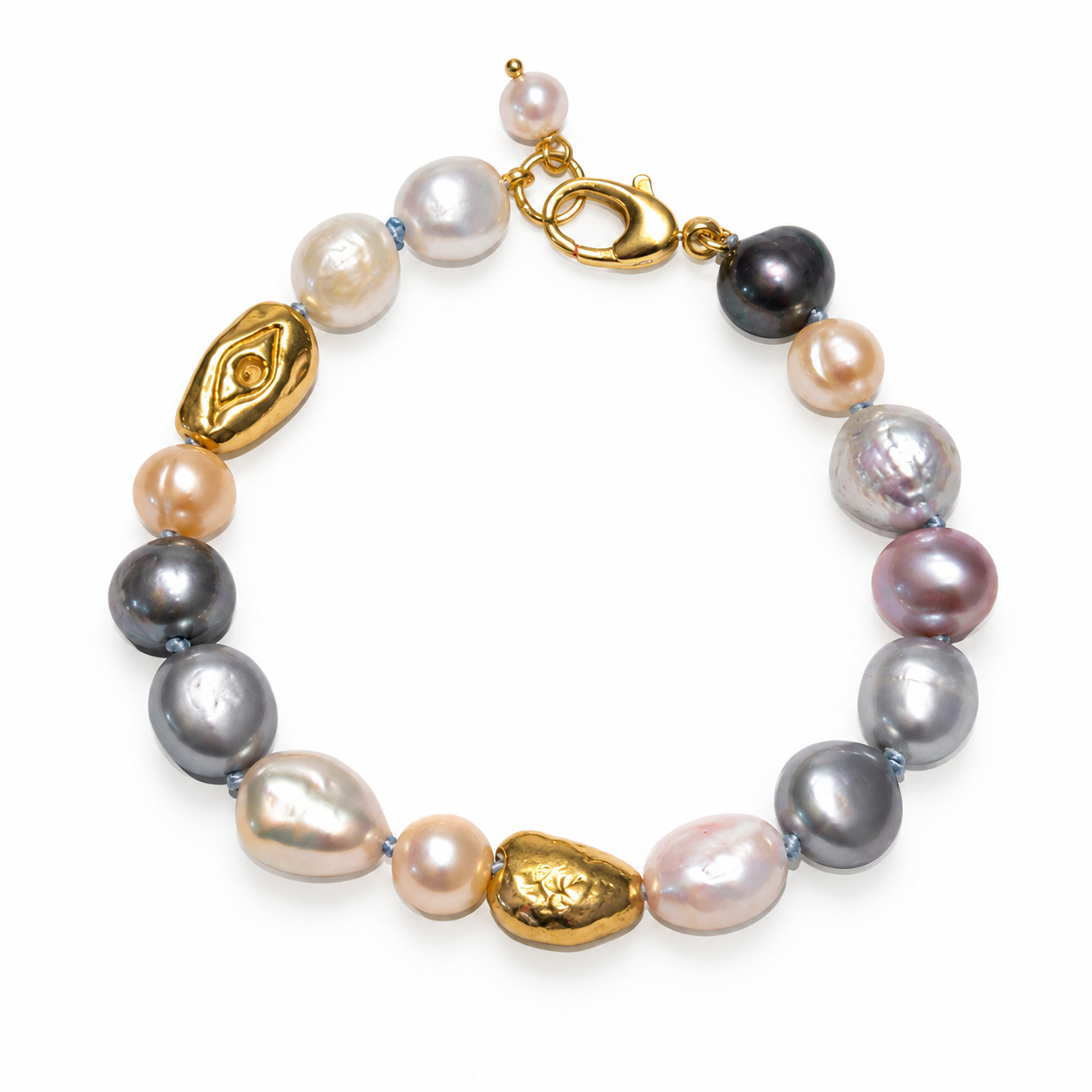 Evil Eye and Pearl Bracelet