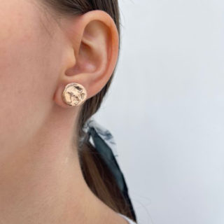 Hammered Rose Gold Disc Stud Earrings