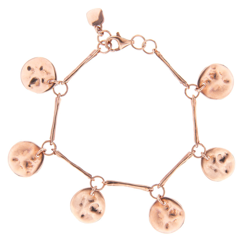 RIVER STONE ROSE GOLD BONE & HAMMERED DISC BRACELET