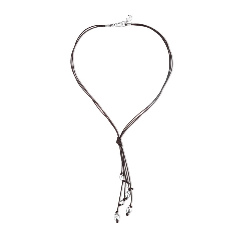 Santa Fe Bolo Silver and Leather Necklace