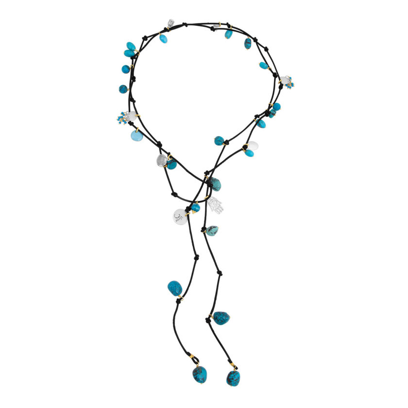 Turquoise Leather Wrap Necklace