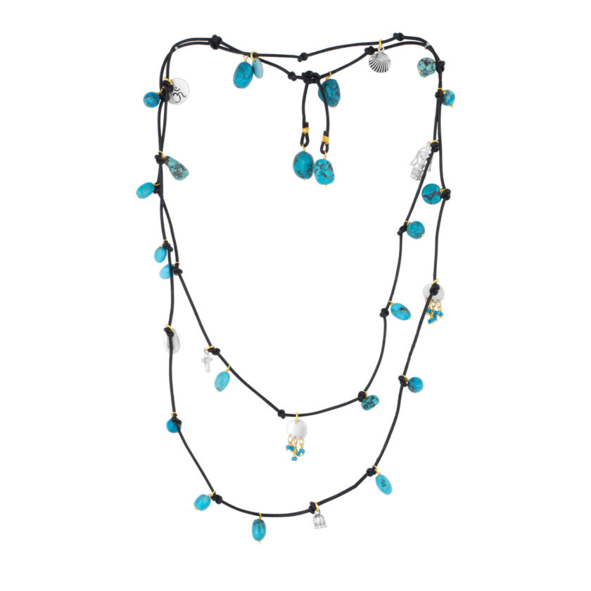 turquoise leather wrap necklace
