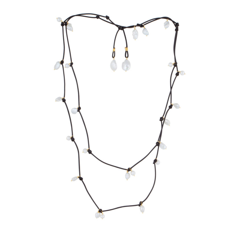 pearl leather wrap necklace