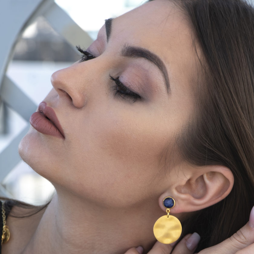 sapphire disc earrings