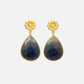 Flower & Sapphire Teardrop Earrings