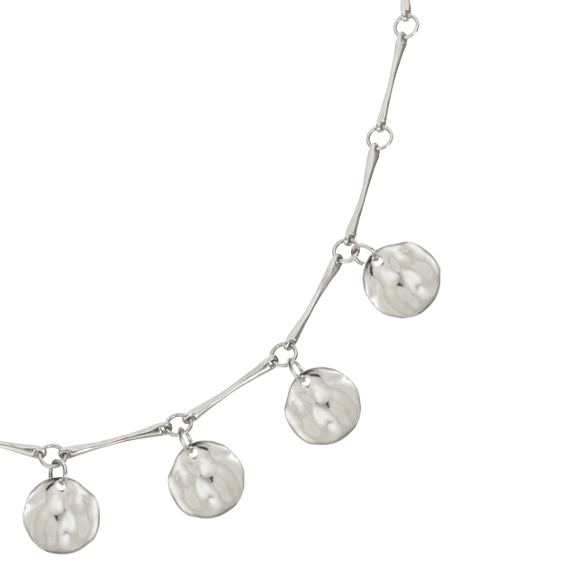 silver hammered disc necklace