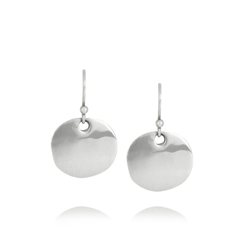 Small Smooth Silver Disc Earrings