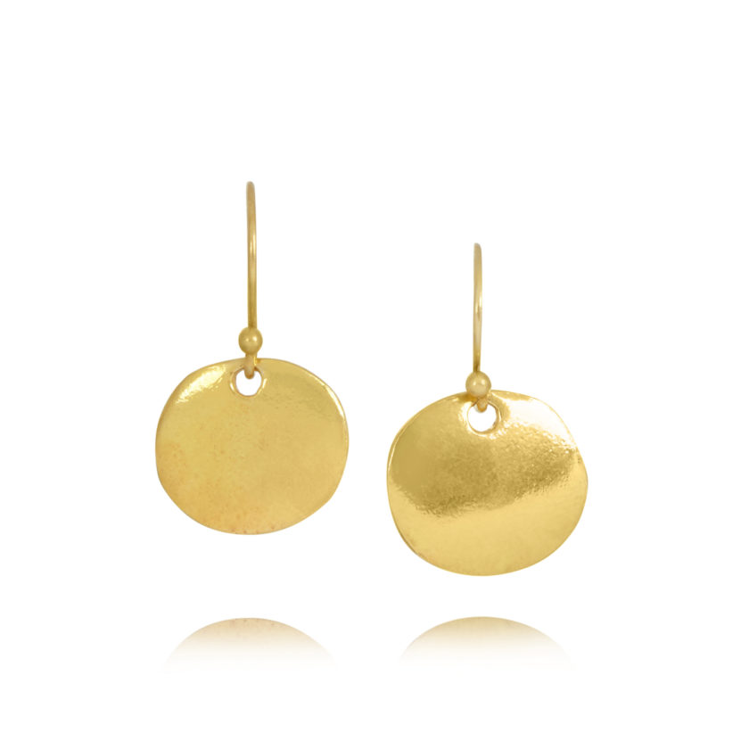 Small Smooth Yellow Gold Disc Earrings