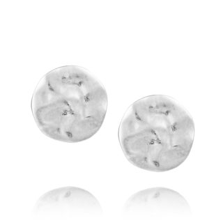 Large Hammered Silver Disc Clip-On Earrings