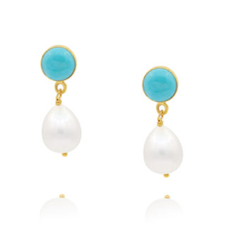 Blue Moon Turquoise and Pearl Earrings