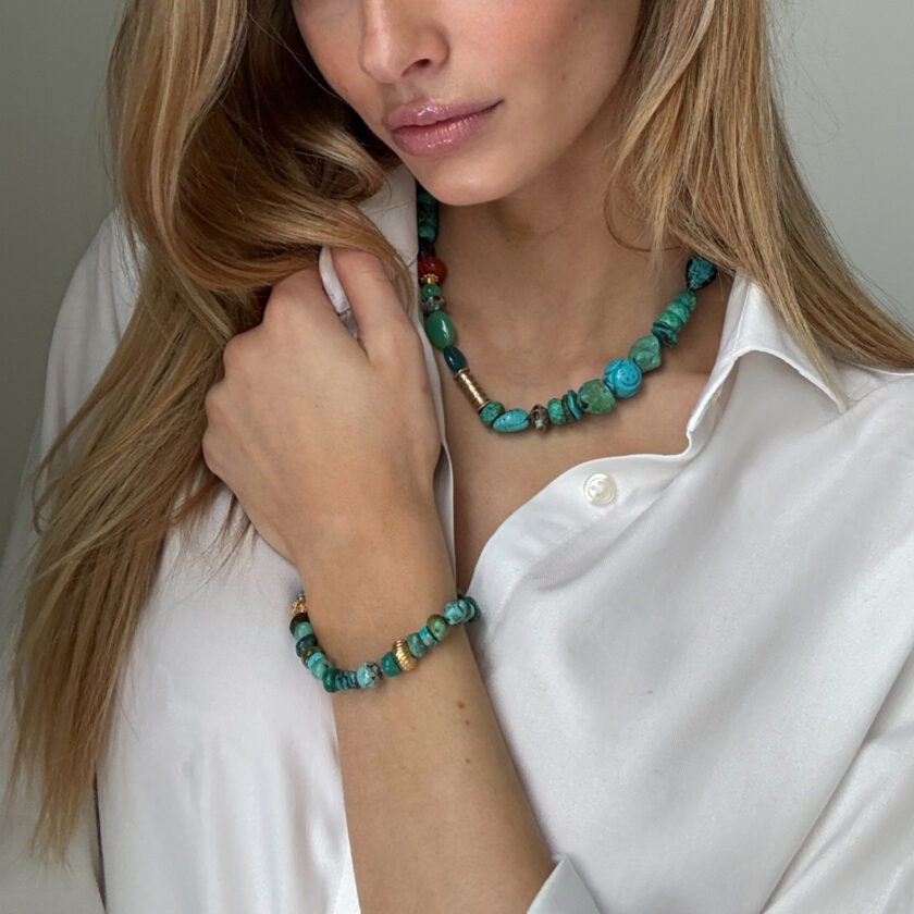 Turquoise and Vermeil Sterling Bracelet